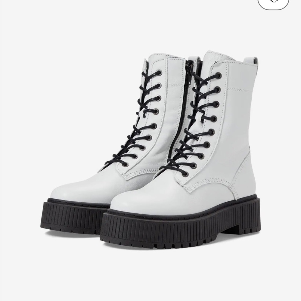 NEW! Eric Michael “SAGE” Leather White Boots lug platform sole lace up EU sz.39